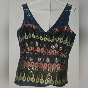 HD in Paris Navy Blue Gold Metalic Top